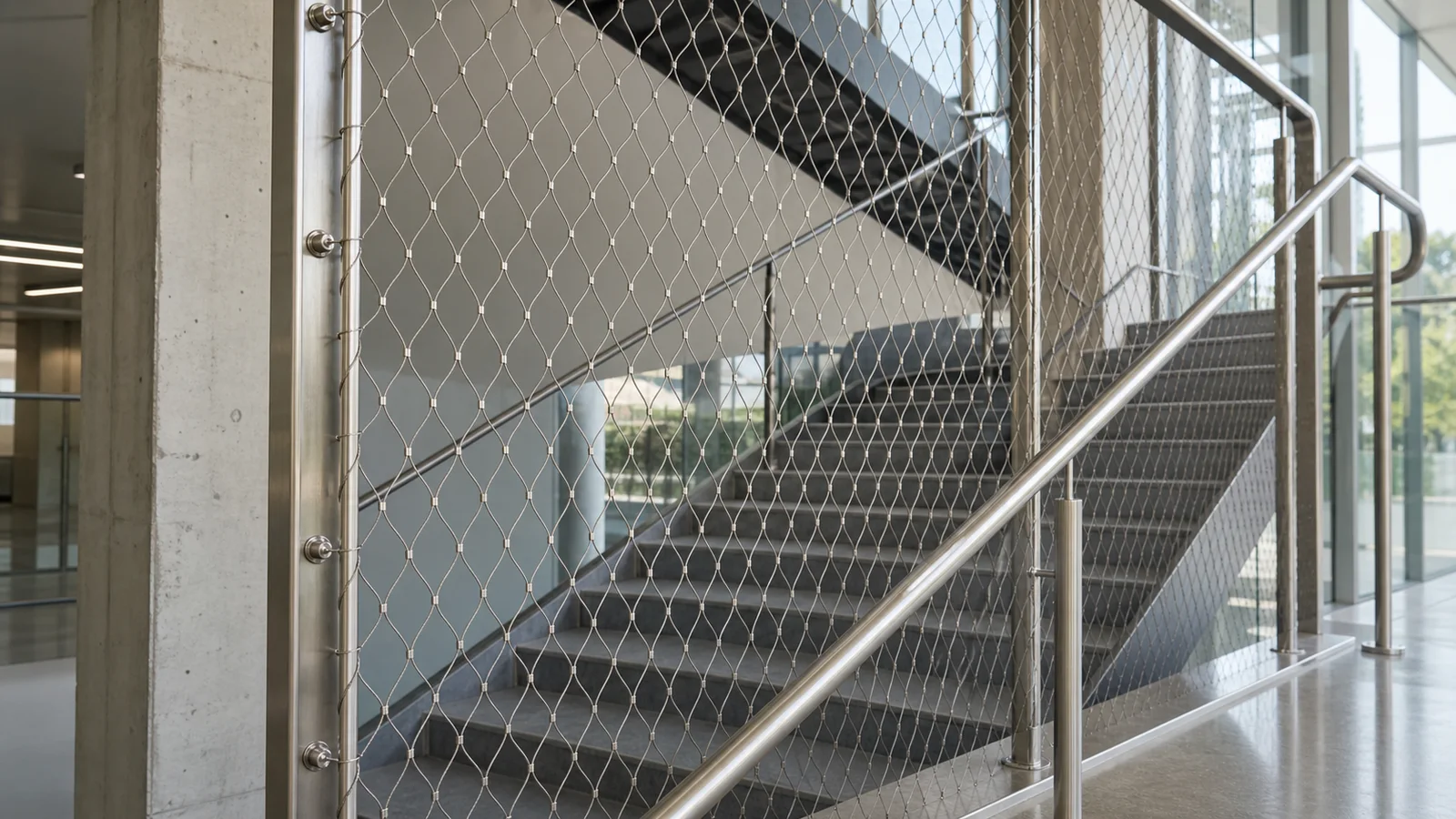 Stainless Steel Rope Mesh for Stair Railings and Safety Enclosures