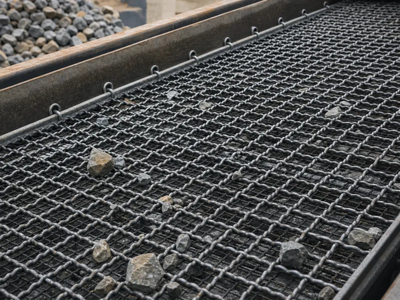 65Mn crimped screen mesh at a quarry screening installation