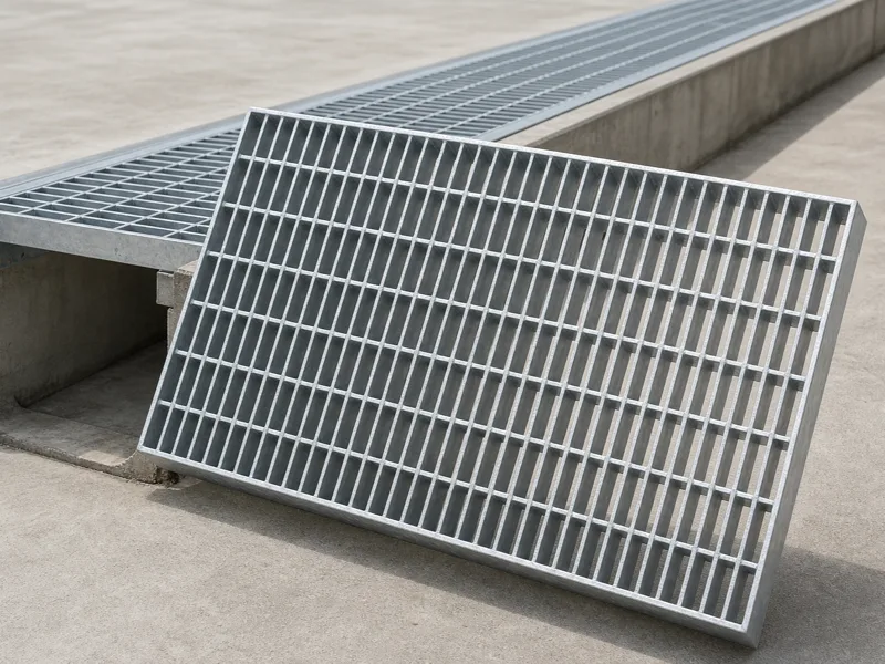 Galvanized bar grating trench drain cover detail