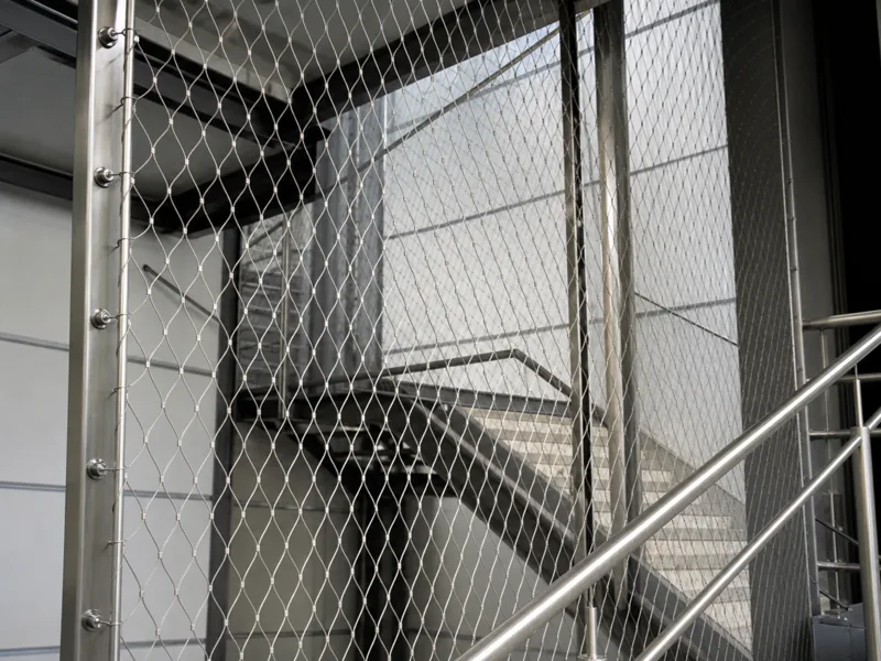 Stainless steel rope mesh safety enclosure installation