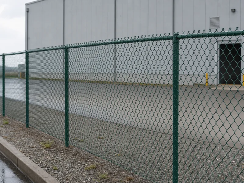 PVC coated chain link fence on a secured perimeter