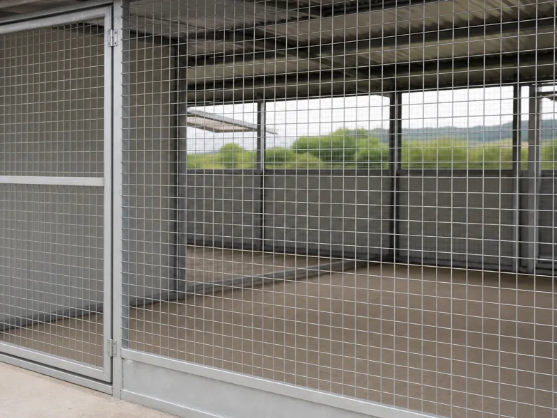 Stainless steel welded mesh on a poultry enclosure