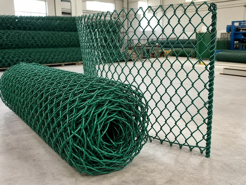 9 Gauge Green PVC-Coated Chain Link Fence Roll - Wire Mesh Product from Anping Mesh Factory